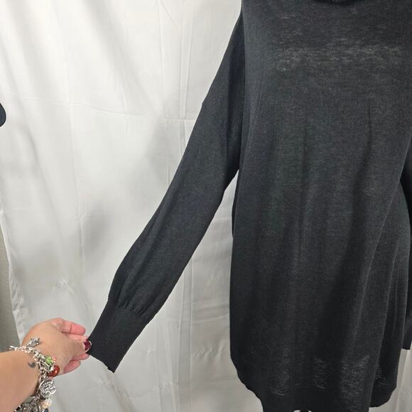 H&M Sweater Dress Women Large Black Long Sleeve Turtleneck Oversized Soft Knit - Picture 5 of 9